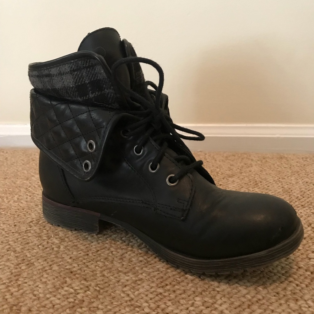Black ankle combat booties
